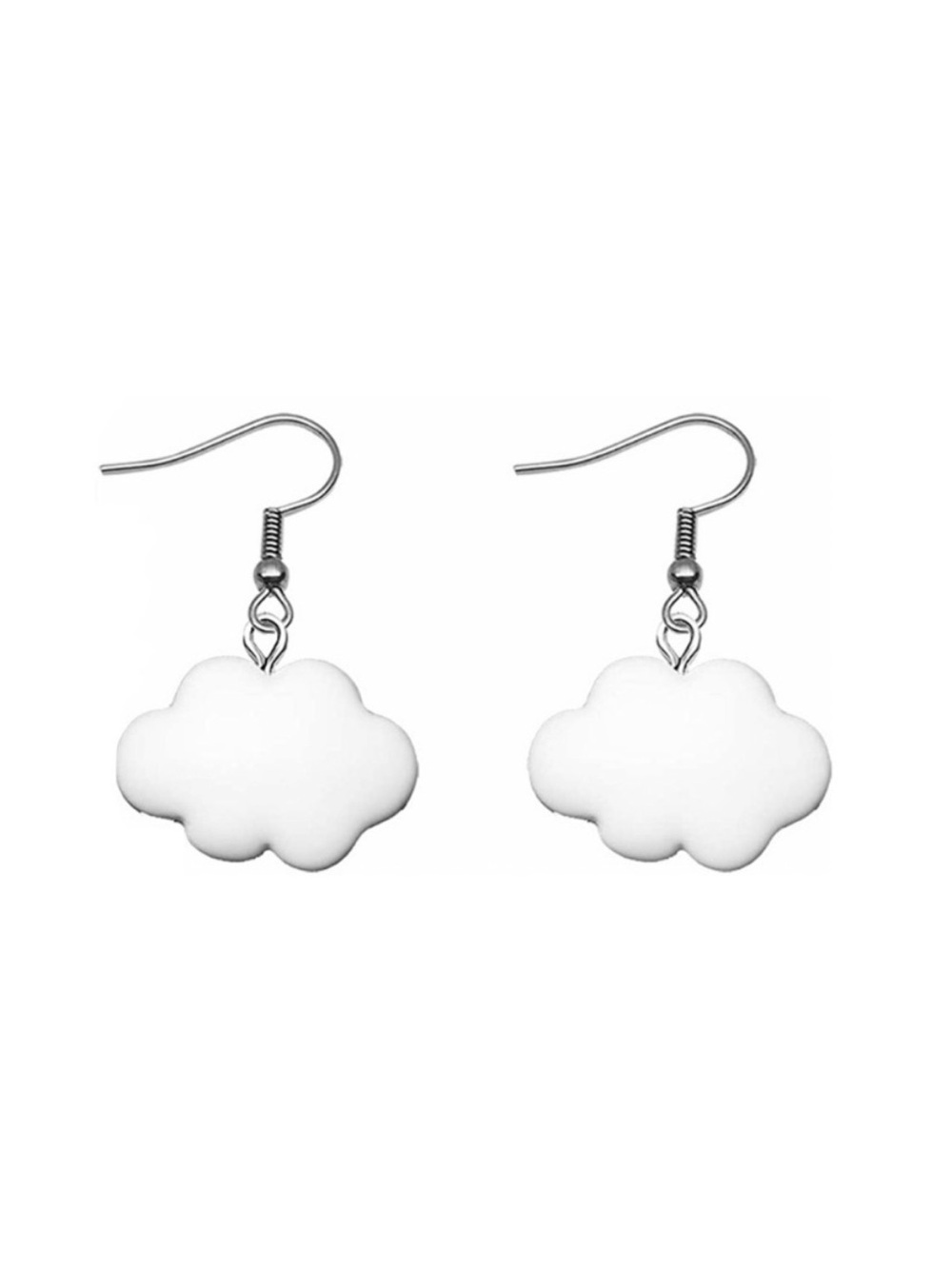 💋Cloud Shape White Fun Silver Dangly Earrings
